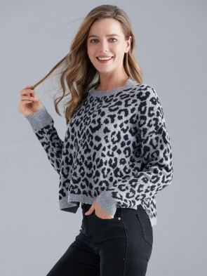 Italian Leopard Print Lana Wool Mix Knitted Jumper