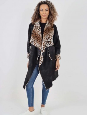 Italian Leopard Print Open Front Jacket