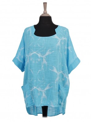 Italian Lightning Print High Low Batwing Top