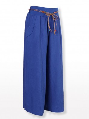 Italian Linen Rope Tie Elasticated Waist Culotte