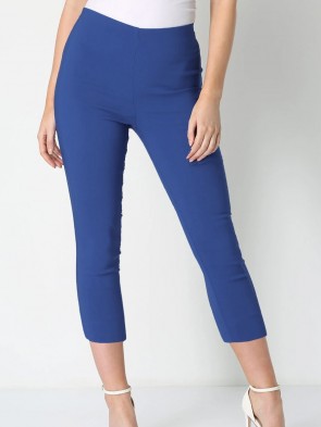 Italian Plain Cropped Stretch Capri Trousers