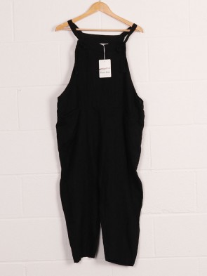 Italian Plain Linen Dungaree With Front Pockets