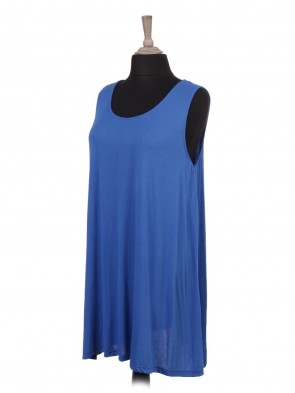 Italian Plain Sleeveless Flared Top