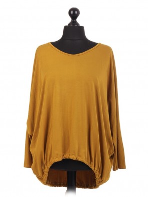 Italian Plain Gathered Dip Hem Batwing Top