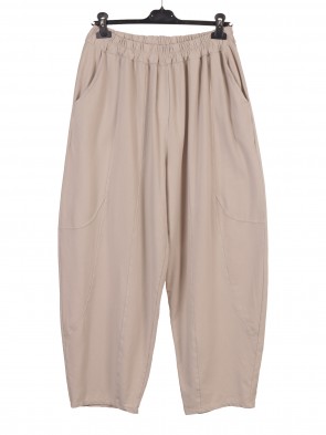 Italian Relaxed Fit Cotton Trousers With Side Pockets