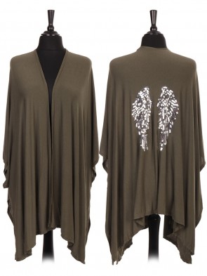 Italian Sequin Angel Wing Open Front Cape/cardigan