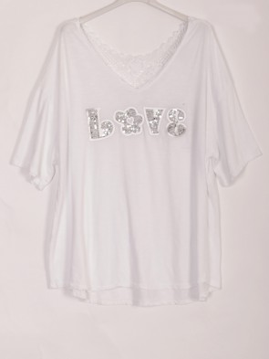 Italian Sequin Detail Cotton Top