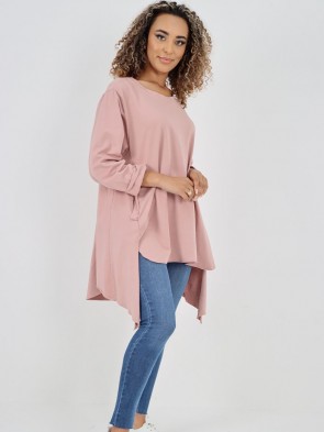 Italian Side pockets Detail High Low Tunic Top