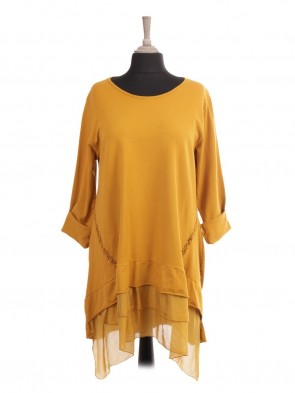 Italian Silk Hem Tunic Dress With Crochet Detail