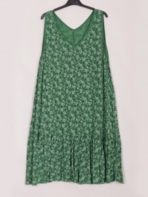 Italian Sleeveless Daisy Printed Flared Dress