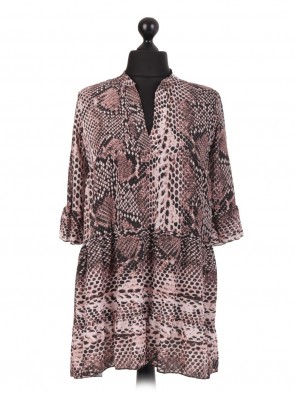 Italian Snake Print Ruffled Hem Top