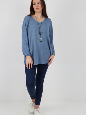 Italian Soft Knitted Round Neck Necklace Jumper Top
