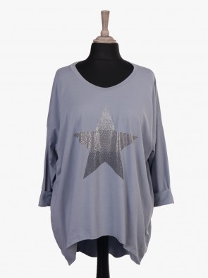 Italian Star Diamante Dip Hem Top