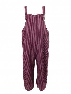 Italian Stripe Linen Dungaree With Button Fastening Straps
