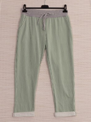 Italian Striped Print Cotton Trousers