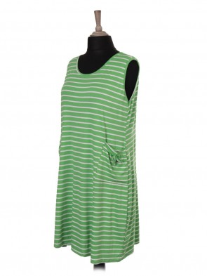 Italian Stripy Print Front Pocket Dress