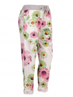 Italian Sunflower Print Cotton Trouser