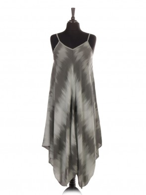 Italian Tie Dye Printed Handkerchief Hem Dress