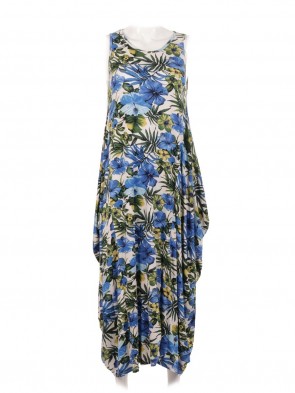 Italian Tropical Print Lagenlook Jersey Dress