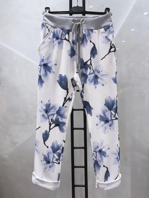 Italian Tulip Print Cotton Trousers