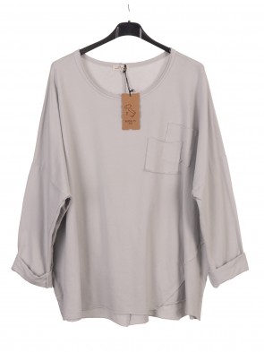 Italian Twin Pocket Detail Solid Cotton Top