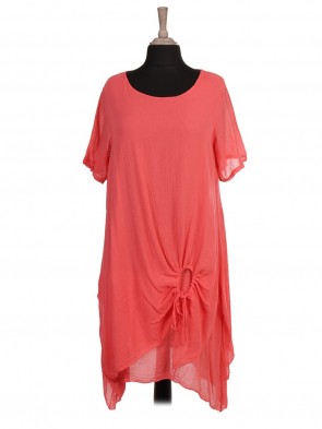 Italian Two Layered Ruched Hem Tunic Dress