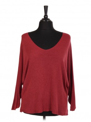 Italian V-Neck Knitted Batwing Top