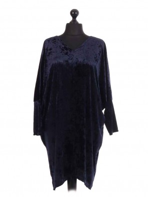 Italian Velvet Long Sleeve Batwing Cocktail Dress