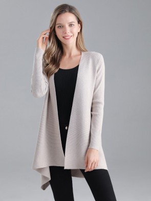 Italian Waterfall Open Front Ribbed Cardigan