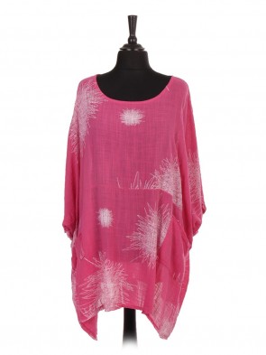 Italian Web Print Oversized Tunic Top