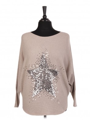 Italian Sequin Star Batwing Jumper