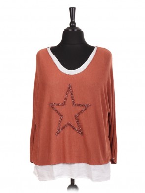 Italian Two Piece Glittery Star Knitted Top