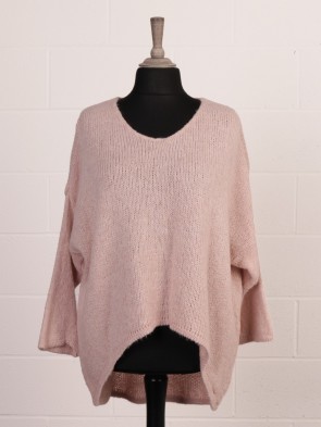 Italian Wool Mix Chunky Knit Dip Hem Jumper