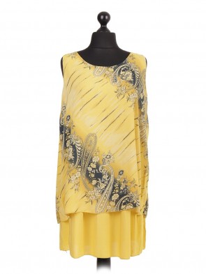 Italian Cotton Two Layered Printed Sleeveless Top