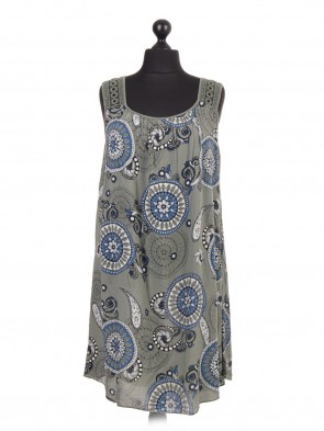 Italian Crotchet Shoulder Aztec Print Dress