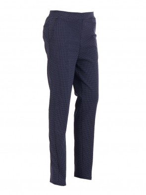 Elaticated Geo Print Stretch Peg Leg Smart Trousers