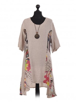 Italian Floral Panel Oversized Waterfall Necklace Dress