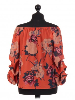 Italian Stem Floral Bardot Blouse Top