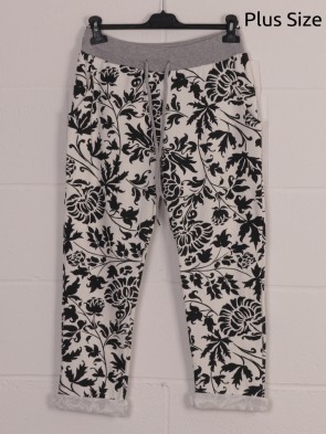 Plus Size Italian Tropical Print Cotton Trousers