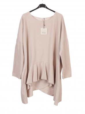 Plus Size Italian Corduroy Ruffle Hem Tunic Top