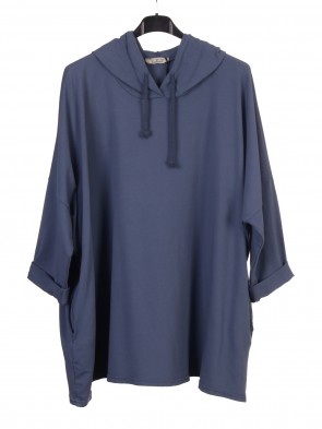Plus Size Italian Drawstring Hooded Top