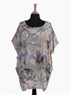 Plus Size Italian Floral Print Batwing Top