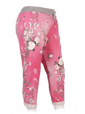 Italian Floral Print Cotton Joggers