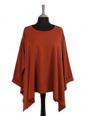 Plus Size Italian Plain Batwing Tunic Top