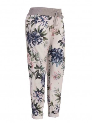 Plus Size Italian Tropical Print Cotton Trouser