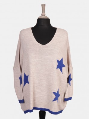 Plus Size Italian Wool Mix Chunky Knit Star Jumper