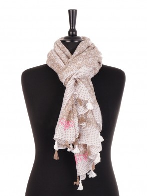 Summer Scarf With Diamante And Tassels