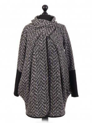 Italian Large Wool Mix Cocoon Coatigan Coat